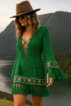 Green Crochet Tassel Dress